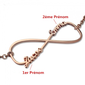 Bracelet Infini-2 Prénoms-Plaqué Or Rose